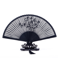 Mini-ventilateur pliant en bambou, style rétro européen, sculpté, élégant, pour femme, avec motif chinois ajouré et peint, pour parfum.