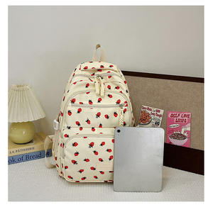 Sac à dos pour étudiant, style campus simple et mignon, sac décontracté, <span class=keywords><strong>cerise</strong></span>, fraise - Product Image 1