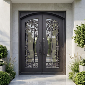 <span class=keywords><strong>Porte</strong></span> d'entrée double en fer forgé, <span class=keywords><strong>porte</strong></span> en acier, <span class=keywords><strong>porte</strong></span> de sécurité en métal - Product Image 1