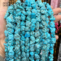 Perles de pierre turquoise bleue irrégulières améliorées, brin de 10x18mm, perles de pierre turquoise brute lisses en forme de pépite pour la fabrication de bijoux