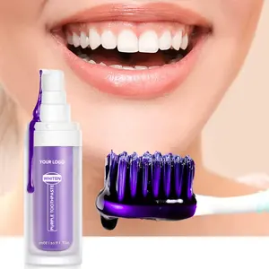 Oem敏感牙齿紫色牙膏白色标签V34颜色校正器牙齿美白套装在家