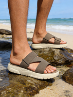 Sandales OLICOM OEM avec logo personnalisé d'usine Sandales pour hommes avec soutien de la voûte plantaire Chaussons à glissières personnalisés confortables et respirants à semelle épaisse en EVA