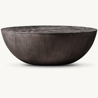 Rhohohill-Table basse rétro ronde en forme de sphère de haute qualité en chêne récupéré, style américain personnalisé