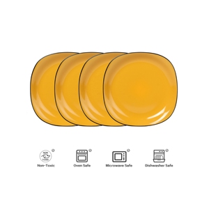 Best Selling <b>square</b> Ceramic Tableware Set and Yellow and Black Decorative Stone <b>Tool</b> Dinner Set - Product Image 1