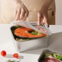 Boîte de rangement alimentaire personnalisable en acier inoxydable 304 de 1900 ml avec couvercle, idéale pour le camping, la cuisine et le réfrigérateur