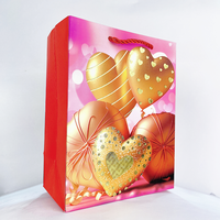 Glanzend roze gouden hartvormige papieren cadeauzakjes, diverse maten, met koordhandvatten voor Valentijnsdag, bruiloft, verjaardag, feestdagen en cadeauverpakkingen.