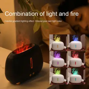 2024 New Home Use Office Air Ultrasonic Humidifier Essential Oil Aroma Flame Diffuser Fragrance Fire Humidifier
