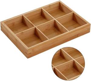Großhandel geteiltes Teller Gemüse-Tablett Bambus kreatives neun-quadrat-Gitter-Tablett Holztablett mit Fachen - Product Image 6