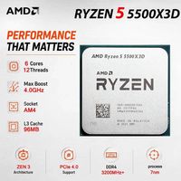 Prosesor CPU AMD Ryzen 5 5500X3D Baru R5 5500X3D 6-Core 12-Thread 7NM L396M Socket AM4