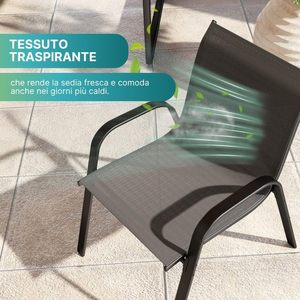Set Lounge da Esterno in Textilene per 4 Persone con Divano a 2 Posti, 2 Sedie e Tavolino da Caffè con Piano in Vetro - Arredamento da Giardino e Patio - Product Image 3