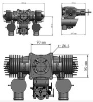 Moteur à essence pour modèle RC DLE130, 130 cm³, métal, 13 CV/8500 tr/min, bicylindre, 2 temps, refroidissement par air, démarrage manuel, moteurs d'avion