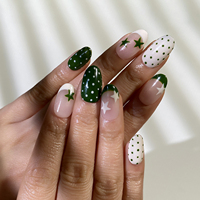 Faux ongles en acrylique faits à la main, à couverture complète, à pois français, pré-dessinés, 10 pièces, pour femmes