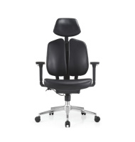 Chaise de bureau ergonomique pivotante de direction avec dossier double, chaise d'ordinateur avec accoudoirs réglables 4D et soutien lombaire