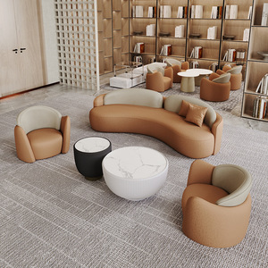 <b>Hotel</b> <b>Sofa</b> Arc Design Flocking Fabric Durable For Lobby And Reception Area - Product Image 1