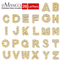 EMANCO Bijoux de luxe tendance en acier inoxydable avec zircon, pendentif 26 lettres A-Z, accessoire pour la fabrication de colliers, vente en gros et dropshipping