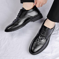 Nouvelles Chaussures Brogue Britanniques en PU pour Hommes, Style Décontracté et Habillé, à Lacets, Couleur Unie, Idéales pour Mariages, Collection Printemps 2026 – Style Britannique Populaire