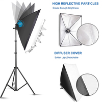 Studio photo professionnel 50x70cm E27 avec boîte à lumière continue et trépied de 2m, kit d'éclairage