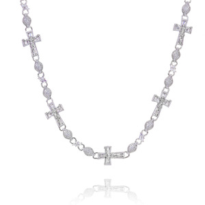 Collier Pendentif Crucifix en Argent Sterling 925 Plaqué Or 18K avec Moissanite VVS, Style Hip Hop Iced Out, Diamants Incrustés - Product Image 6