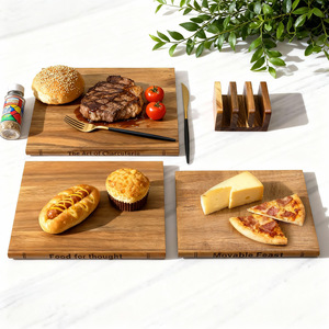 New Acacia wood bookcase-shaped cutting board <b>set</b>, solid wood kitchen cutting board four-piece <b>set</b> with base - Product Image 2