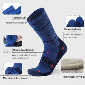 <span class=keywords><strong>Chaussettes</strong></span> de sport de randonnée en plein air en laine mérinos respirantes chaudes désodorisantes évacuant la transpiration pour unisexe - Product Image 3