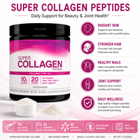 Poudre de peptides de collagène bovin hydrolysé Bioby OEM sans saveur 10g pour la santé des cheveux, de la peau, des ongles et des articulations, marque privée
