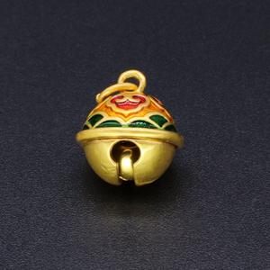 Jincan ancien Faraogold mat <span class=keywords><strong>Setai</strong></span> bleu gouttes d'huile chaîne à la main accessoire en alliage 14*12 cloche pendentif 083 - Product Image 1