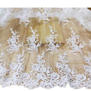 수제 DIY 액세서리 패치 천연 흰색 섬세한 구름 베일 수 놓은 꽃 레이스 메쉬 웨딩 원피스 의류 조립 - Product Image 5