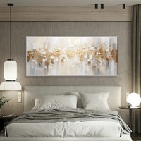Peinture abstraite dorée sur toile Art mural texturé Peinture en feuille d'or Décoration murale bohème Grande peinture d'art moderne lumineuse pour hôtel