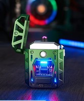 Briquet rechargeable USB coupe-vent en métal à double arc mécanique de type C avec éclairage COB pour cigarettes, cadeaux