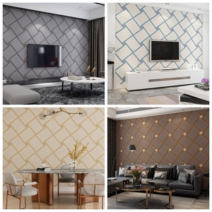 Dunkel Curry 3D Diamant Karomuster Tapete Schlafzimmer Wohnzimmer Hintergrund Hotel Verdickte Wildleder-Tapete - Product Image 6
