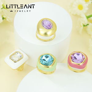 Cincin Zirkonia Kristal Warna-warni untuk Wanita, Grosir Cincin Emas 14k Eropa, Perhiasan Keberuntungan untuk Pesta dan Pertunangan - Product Image 5