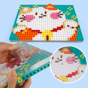 Pungrow Bằng Sáng Chế ABS Nhựa Xây Dựng Khối Câu Đố Trò Chơi Thiết Lập Gừng Mèo Pixel Nghệ Thuật Giáo Dục Xây Dựng Đồ Chơi Động Vật Chủ Đề Khối - Product Image 6