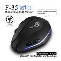 Souris verticale ergonomique sans fil F-35 avec recharge USB, LED, pour droitiers, 2.4G, 2400 DPI, protection du poignet, mode privé, pour ordinateur portable