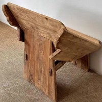 Chaise simple en bois d'orme ancien pour salle à manger rétro et utilisation inclinable, chaise longue Wabi Sabi pour maison d'hôtes, café, salon et chambre à coucher