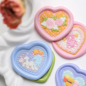 Cabezas de sello de cera de la serie Corazón Irregular, de latón grabado para decoración, con forma de corazón, para diario. - Product Image 3