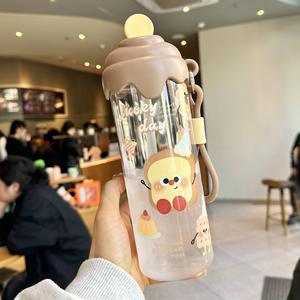 Bouteilles d'<span class=keywords><strong>eau</strong></span> réutilisables en plastique pour enfants, sans BPA, avec paille/cordon, 750 ml, anti-fuite, pour jus, style Kawaii - Product Image 6