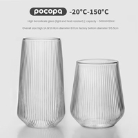 Tasses à lait en verre jetables au design classique, motif à rayures verticales, pour café, thé, jus, boissons froides, grande capacité, sans danger pour les aliments