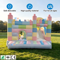 Parcours d'obstacles gonflable couleur macaron pour enfants, château gonflable avec toboggan