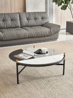 Ensemble de tables basses gigognes rondes modernes en pierre frittée écologique, style nordique, dorées et luxueuses, pour salon