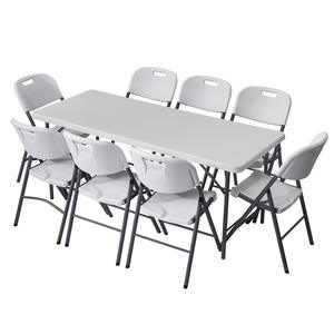 便携式塑料桌6英尺白色矩形塑料户外家具可折叠宴会花园餐饮野营折叠桌 - Product Image 1