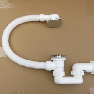 Dispositivo de Drenaje para Bañera de Plástico - Tipo Móvil con Orificios de Desbordamiento - Tubería de Drenaje con Interruptor de Perilla para Operación - Product Image 1