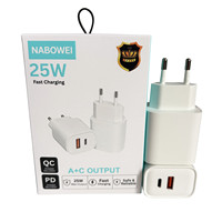 Chargeur mural double port A+C, vente chaude, PD 25W, chargeur rapide USB C, adaptateurs d'alimentation pour téléphone portable de type C pour iPhone Samsung