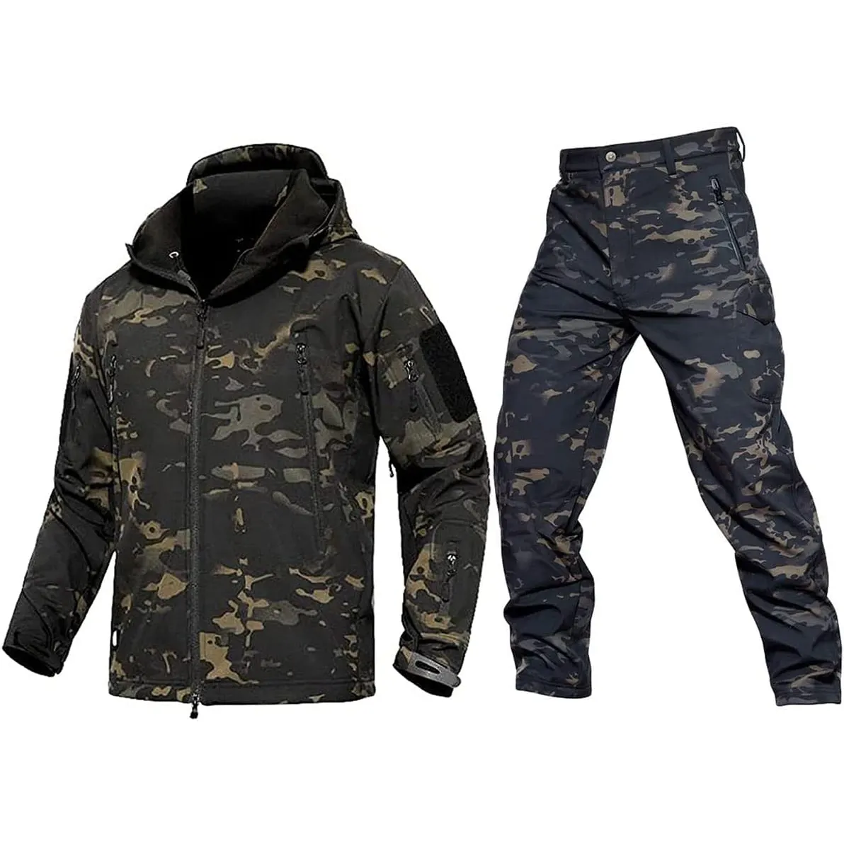 Men's Tactical Jacket and Trousers Costume Hunting Uniform Camo 2 Pieces Multicamo Tactical Uniform