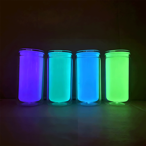 glow double-wall plastic <b>cup</b> 16oz snowglobe tumbler clear pre drilled - Product Image 1