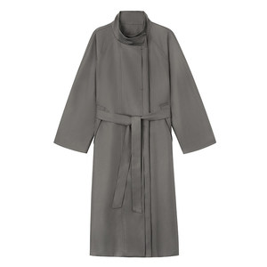 Nuovo <span class=keywords><strong>Trench</strong></span> Lungo Autunnale 2026 per <span class=keywords><strong>Donna</strong></span>, Modello Ampio con Collo Alto, Chiusura a Zip e Cappuccio Staccabile - Product Image 1