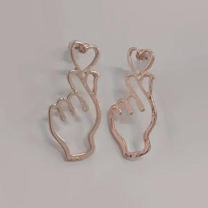 Boucles d'oreilles en forme de cœur en or rose pour femmes, bijoux romantiques à la mode, cadeau, boucles d'oreilles en alliage de Zinc, E2988 - Product Image 4