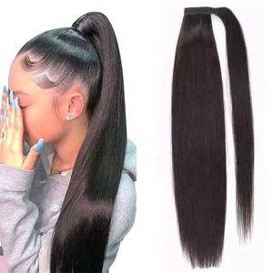 Brazilian Remy Human <b>Hair</b> Ponytail Extensions Silky Straight Body Wave Yaki Water Wave Deep Wave - Product Image 1