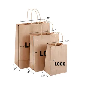 Custom Wholesale Gift Clothing Takeaway Packaging Shopping Bag Kraft Paper Bag With Your Own Logo