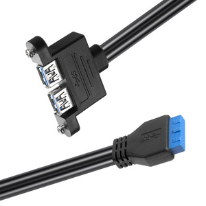 Cable adaptador dual USB 3.0 a USB 3.0 de 20 pines con blindaje IO, cable de expansión externo, cobre sin oxígeno negro - Product Image 5