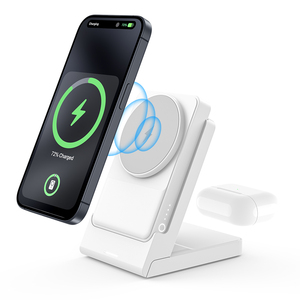 แบตเตอรี่สำรองแบบพกพา 15W ไร้สาย ลิเธียมโพลิเมอร์ 5000mAh พร้อมแท่นชาร์จแม่เหล็ก 2 in 1 - Product Image 1